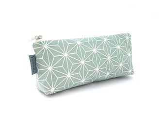 Pencil case, pencil bag, pencil case, case, pencil case, zipper, oilcloth, Japan, star, star motif, mint, turquoise