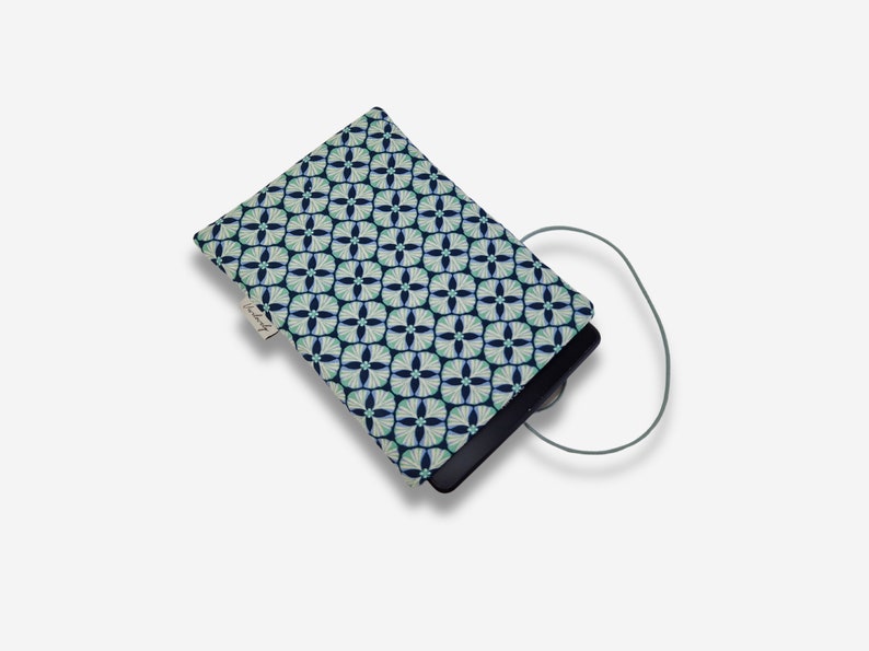 ereader Tasche Case für Kindle paper white, Tolino shine. Mint, grün gemustert. Aus Stoff