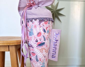 School cone purple superheroine - name can be personalized - for girls - optional inner cushion - also as a daycare or sibling cone