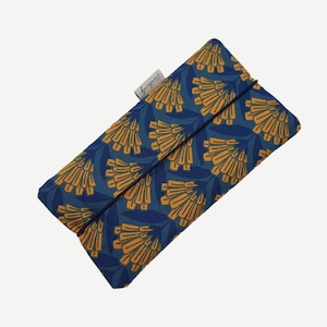 Sac pour téléphone portable en tissu | floral bleu foncé | par exemple pour iPhone 15/14 / Samsung Galaxy S23 et bien d'autres