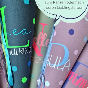 Schultüte aus Stoff - Farben von Stoff Schriften Punkten frei wählbar - passend zum Ranzen oder in den Lieblingsfarben - personalisierbar