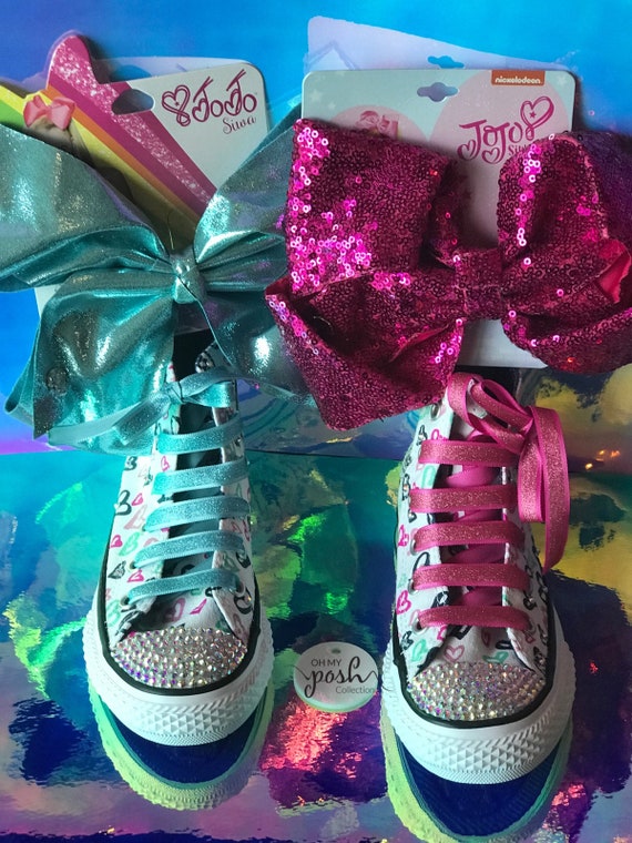 Jo Girl Siwa Inspired Tour Custom Converse Shoes and Authentic Signature Hair Bow Set Etsy