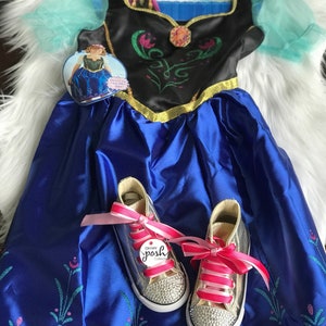 Princess Anna Frozen Costume - Frozen Ispired Anna High Top Shoes and Costume Dress Set - Halloween Anna Costume for Girls,