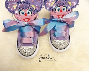 Abracadabra Girlie Inspired Shoes, Personalized Converse, Custom Girls Shoes, Seasame Inspired Converse, Street Birthday Shoes