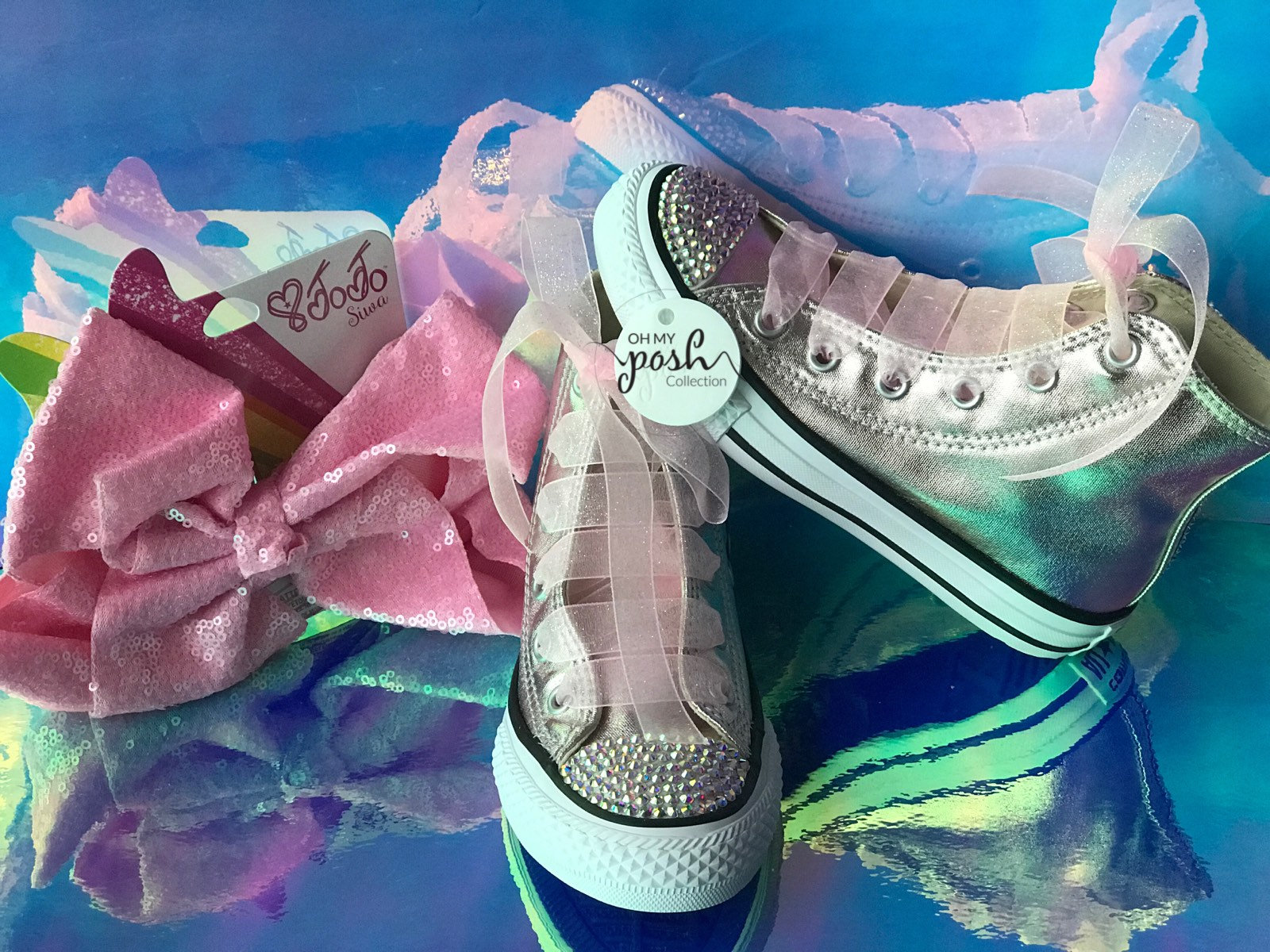 Jojo Siwa Inspired DREAM Tour Custom Converse Shoes and Authentic Signature Hair Bow Set Schoenen Meisjesschoenen Sneakers & Sportschoenen 