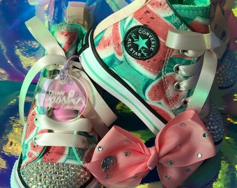 One in a Melon, Custom Converse Shoes and Authentic Jojo Siwa Mini Signature Hair Bow Set