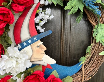 Patriotic wreath, Uncle Sam grapevine, USA wreath, Memorial Day, Independance Day wreath, July 4, Patriotic Decor, wreath vine designs llc