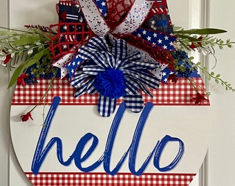 Patriotic door hanger, Independence Day Decor, July 4th Door hanger, Memorial Day Door hanger,
