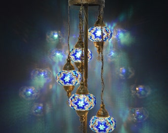 Standing Lamp Bedside Lamp Moroccan Floor Lamp Turkish Floor Lamp Turkish Lamp 7 Glasses 5 Balls Wavy Multicolor Floor Lamp 50 Height