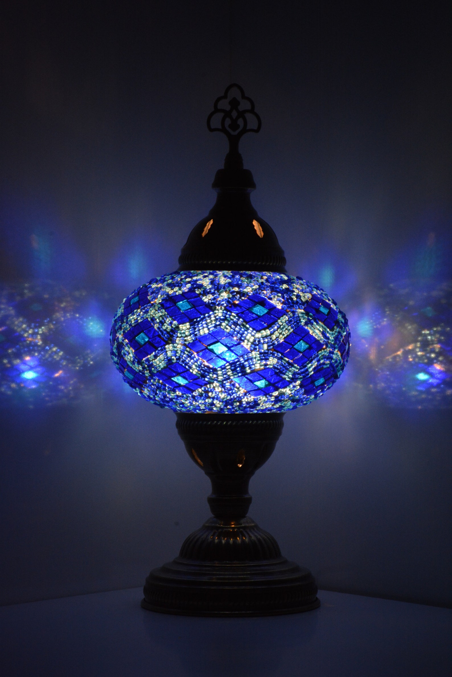 Deep Blue Mosaic Table Lamp Turkish Lamp Turkish Lampshade Etsy