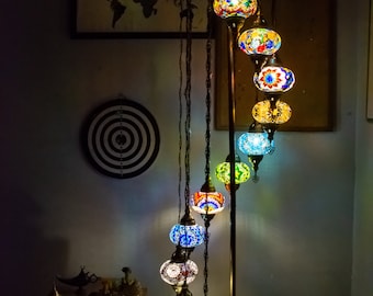 11 Globe Turkish Floor Lamp: Handmade Mosaic Standing Lamp