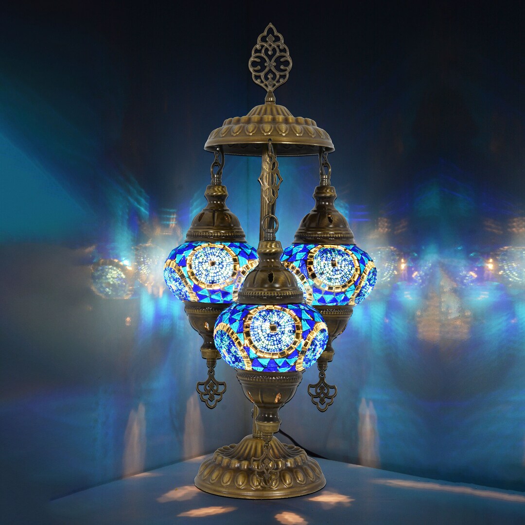 Boho Lamp, Turkish Mosaic Lamp, 3 Globe Best Offer Table Lamp, Desk