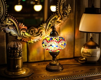 Customizable Turkish Mosaic Table Lamp – 35cm Handcrafted Moroccan Boho Decor