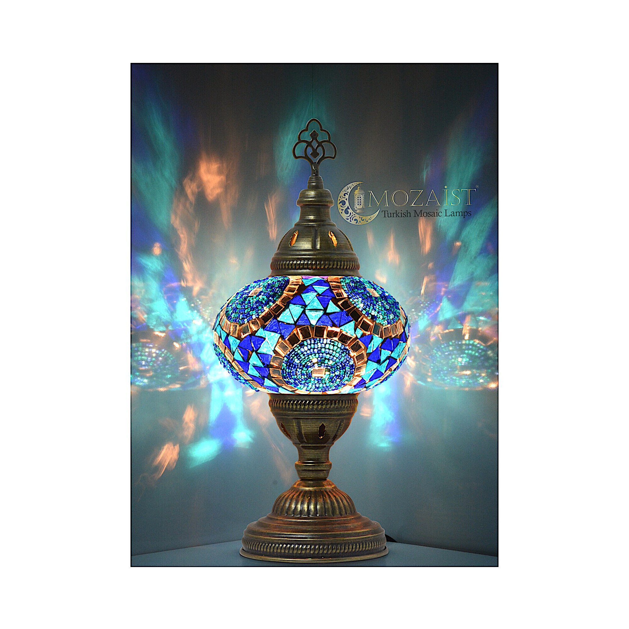 Blue mosaic table lamp sales