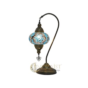 Swan Neck Turkish Mosaic Lamp: Bohemian Stained Glass Table Lamp