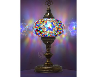 36 Colors Option, Customizable XL Turkish Table Lamp, Moroccan Biggest Mosaic Globe Light, Easter Gift, Home Decoration, Living Room Décor