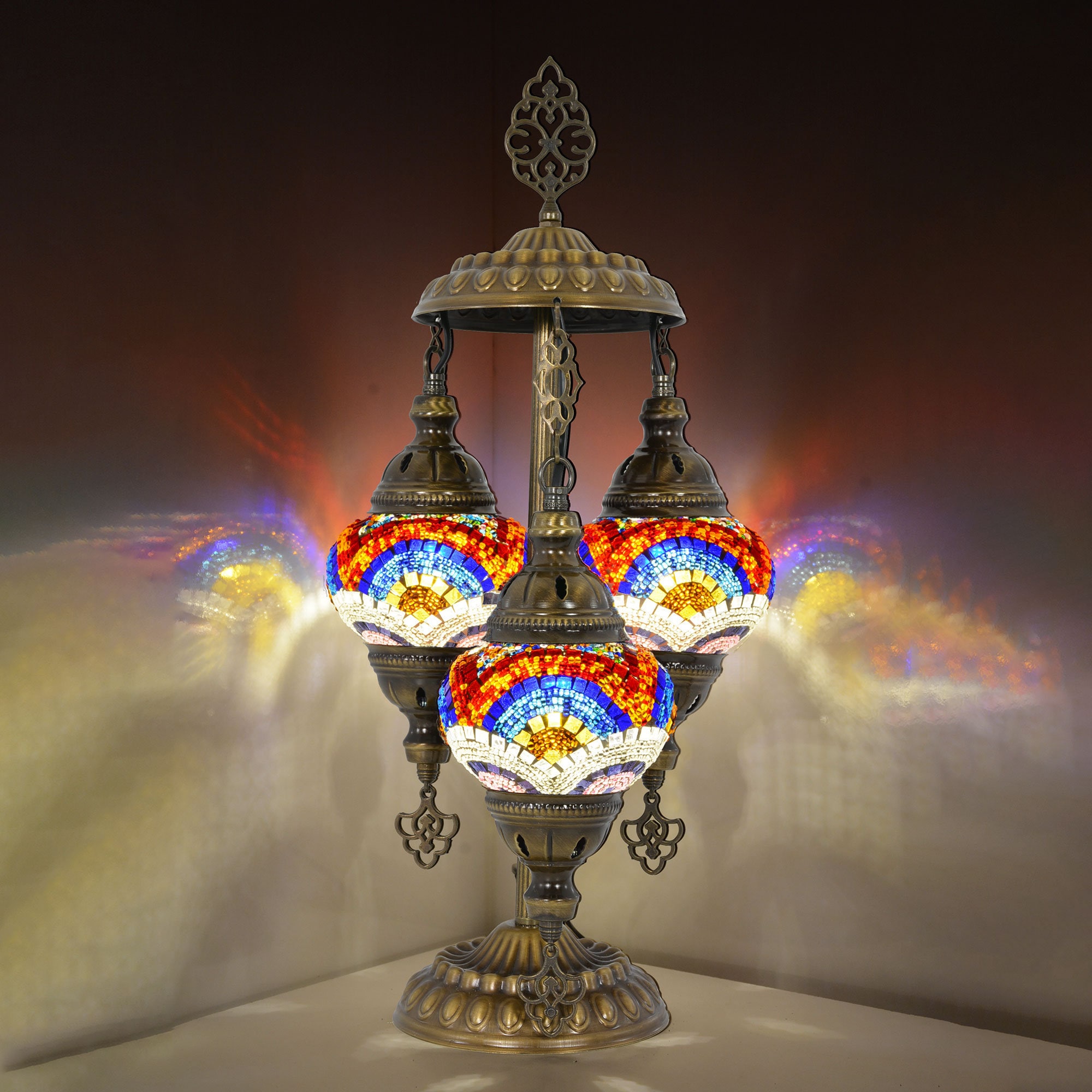 Moroccan Mosaic Lamp 3 Globe Turkish Lamp Boho Style