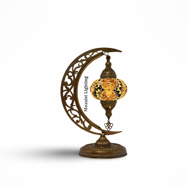 Lampe de table en mosaïque, lampe turque, lampe de table marocaine, lampe lune en mosaïque, lampe de table turque, abat-jour en mosaïque, veilleuse, lampadaire en mosaïque