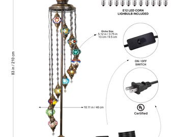 Customizable Turkish Mosaic Floor Lamp: Handmade Moroccan Corner Light
