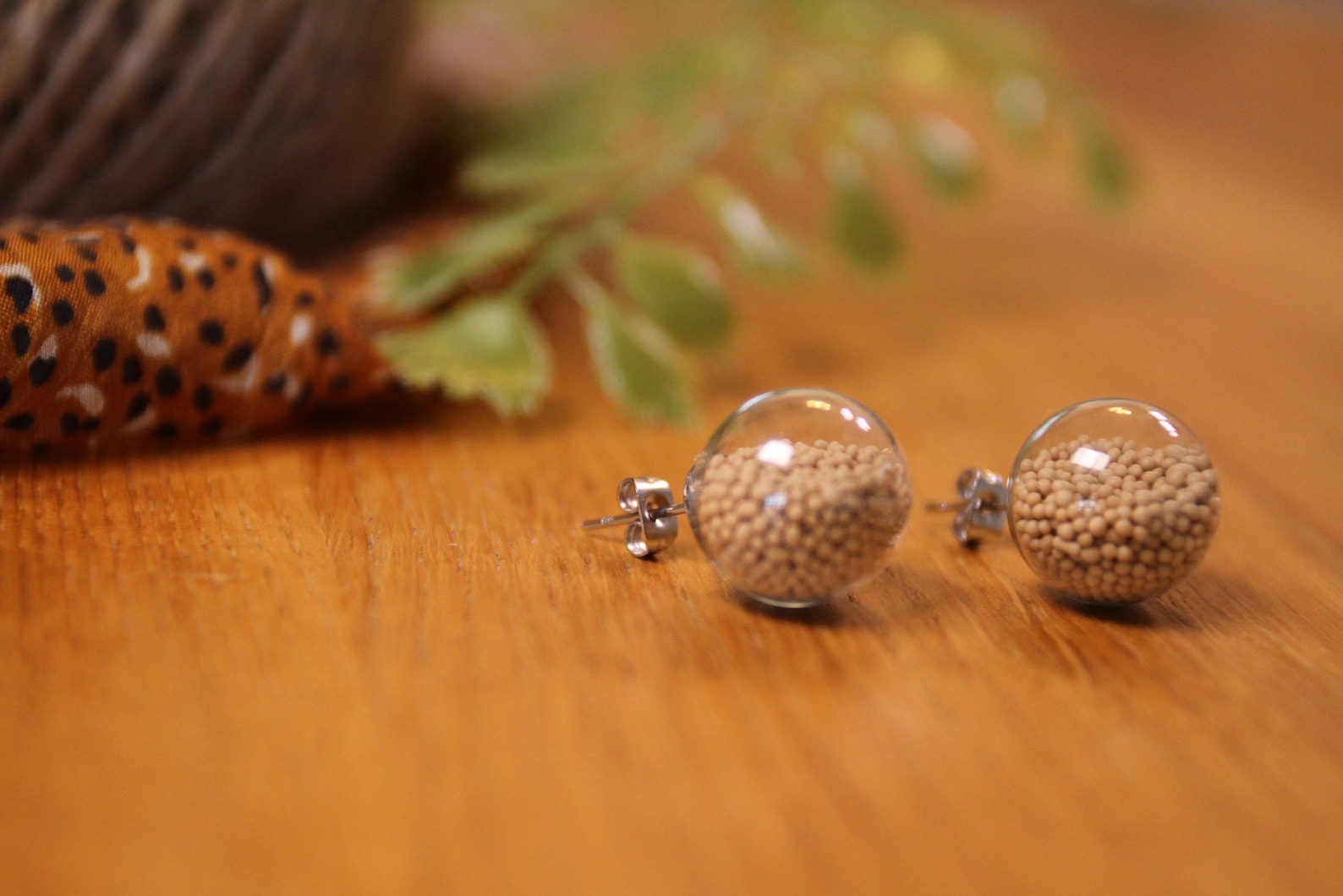 Glass Dome Earrings With Yeast Stainless Steel Hypoallergenic Etsy