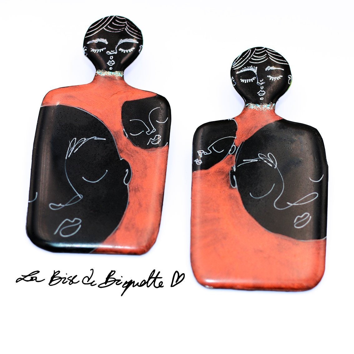 Big Earrings Face Earrings The Bibis Of Biquette Hand Etsy