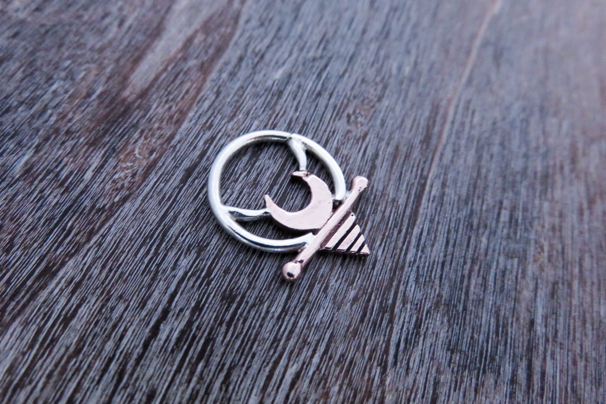 SEPTUM With Moon Element - Small Earring - Copper and Silver