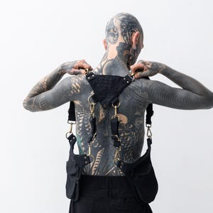 DOUBLE SHOULDER BAG - Cotton Holster Bag - black