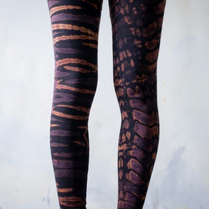 LEGGINGS look tigre et léopard batik, tie-dye unisexe noir-abricot-violet image 5