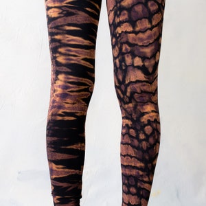 LEGGINGS look tigre et léopard batik, tie-dye unisexe noir-abricot-violet image 6