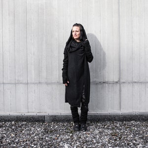 LONG COAT Cardigan gender neutral black zdjęcie 10