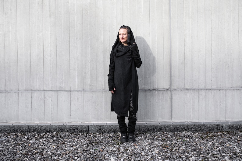 LONG COAT Cardigan gender neutral black zdjęcie 10