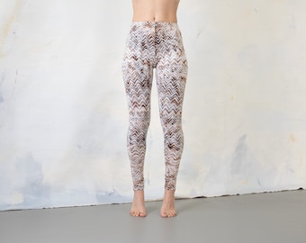 LEGGINGS with an abstract WAVE PATTERN - Underwater Look - terracotta