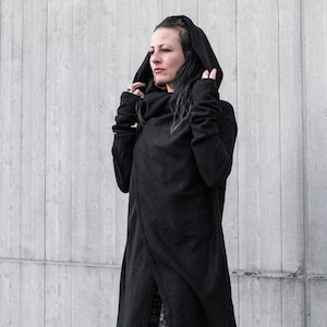 LONG COAT Cardigan gender neutral black zdjęcie 6