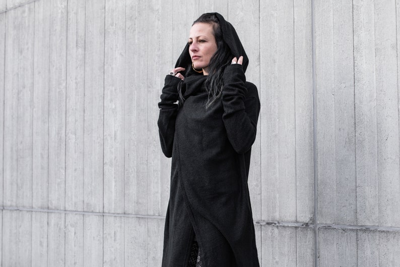 LONG COAT Cardigan gender neutral black zdjęcie 6