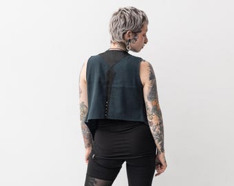VEST - with Rivets and Fabric Decoration - dystopia, post-apocalypse, cyberpunk - gray