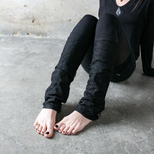 Light-Weighted Leg Warmers Boot Socks, Boot Cuffs with Floral Lace black image 4