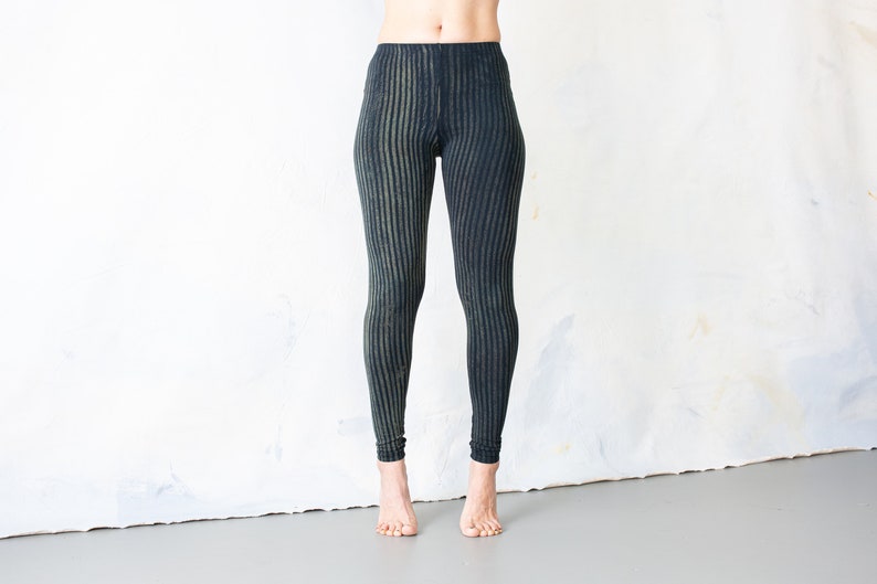 LEGGINGS gestreift Zirkus, Akrobatik, Yoga, Acroyoga unisex blauschwarz-türkis Bild 6