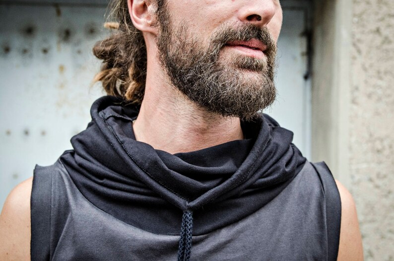 Hooded Tank Top / Sleeveless Shirt Blackcharcoal Etsy