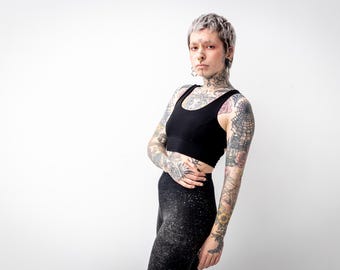 YOGA-BH - BH-topp, BH-topp, Bustier - Utskuren, Rygglös - Svart