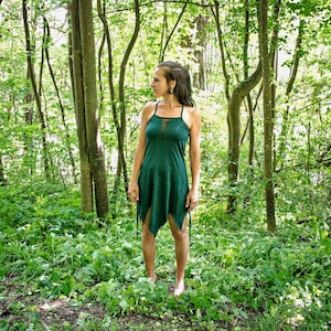 Elastic Cut-Out Dress WITH DEFECT - with Brass Beads and Bells - green