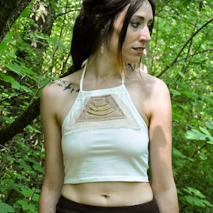 NECKHOLDER CROP TOP, Belly Top, Half Top - creme, offwhite