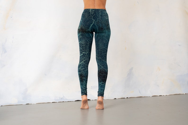 LEGGINGS tierra agrietada unisex azul-verde-beige imagen 3