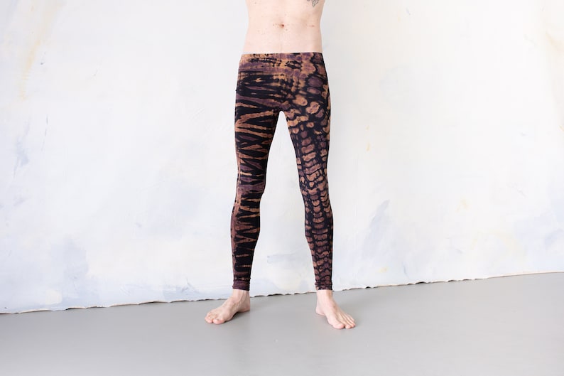 LEGGINGS look tigre et léopard batik, tie-dye unisexe noir-abricot-violet image 9