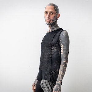 TANKTOP - mesh shirt - transparant - zwart