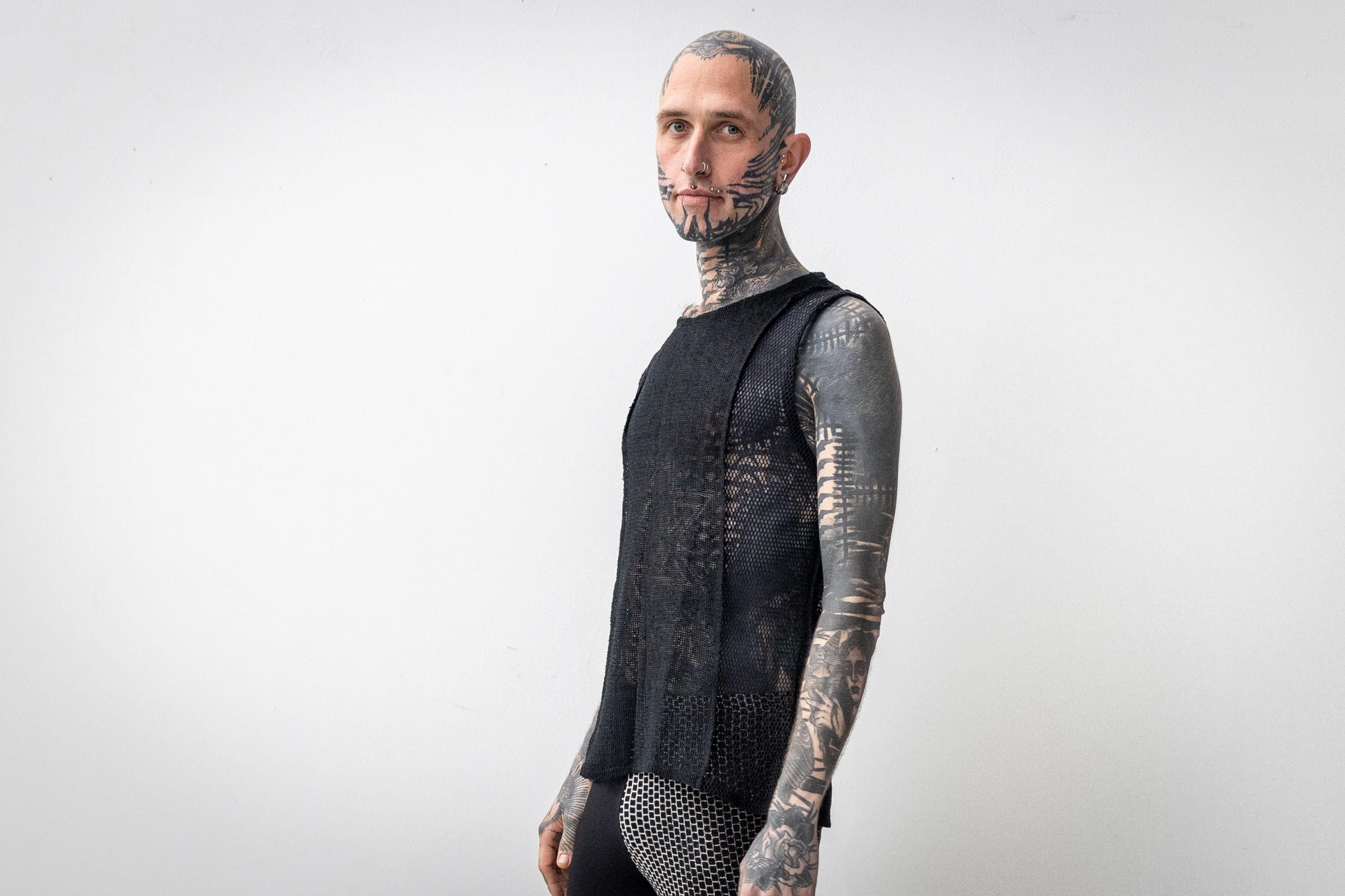 新品未使用 ACLENT Line work tattoo sheer top Tattoo Sheer Top - Litlookz Studio
