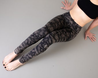 LEGGINGS abstract bricks - unisexe - smokey - noir-gris-beige