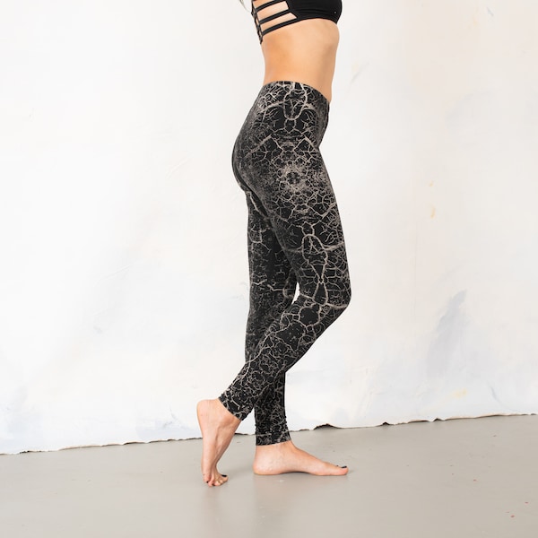 Cracked Earth Leggings - unisex - svart-grå-beige