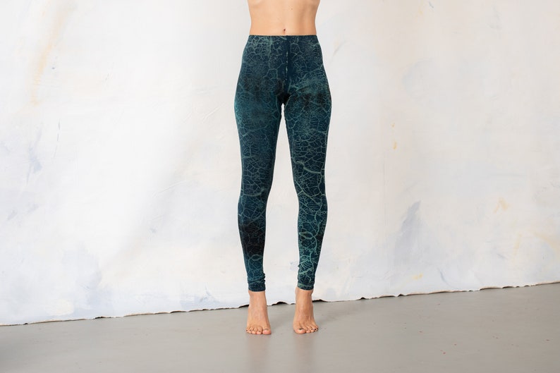 LEGGINGS tierra agrietada unisex azul-verde-beige imagen 2