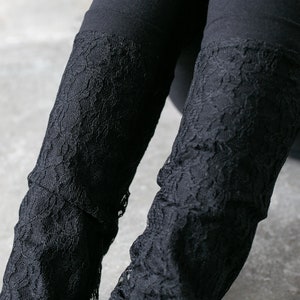 Light-Weighted Leg Warmers Boot Socks, Boot Cuffs with Floral Lace black image 2