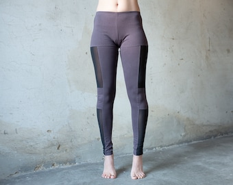 MESH LEGGINGS - Leggings with transparent mesh fabric - gray